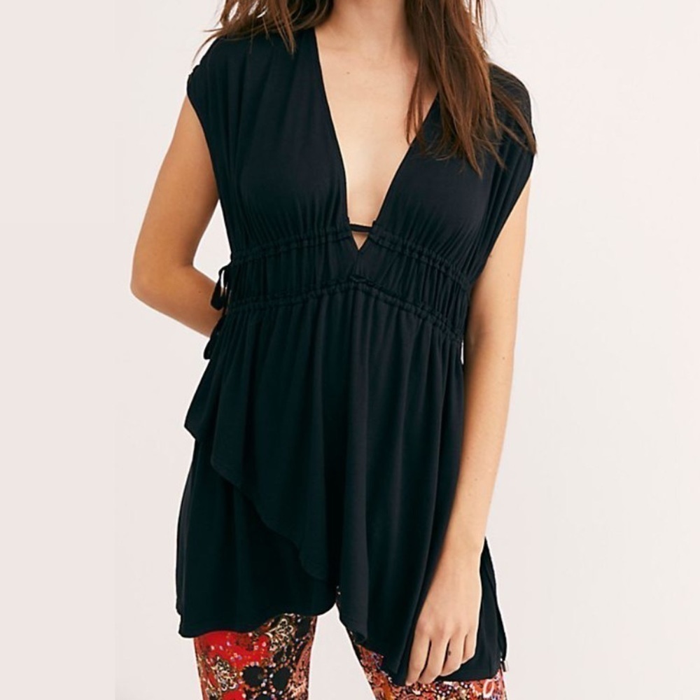 Free People Aries Black Drapey Tank